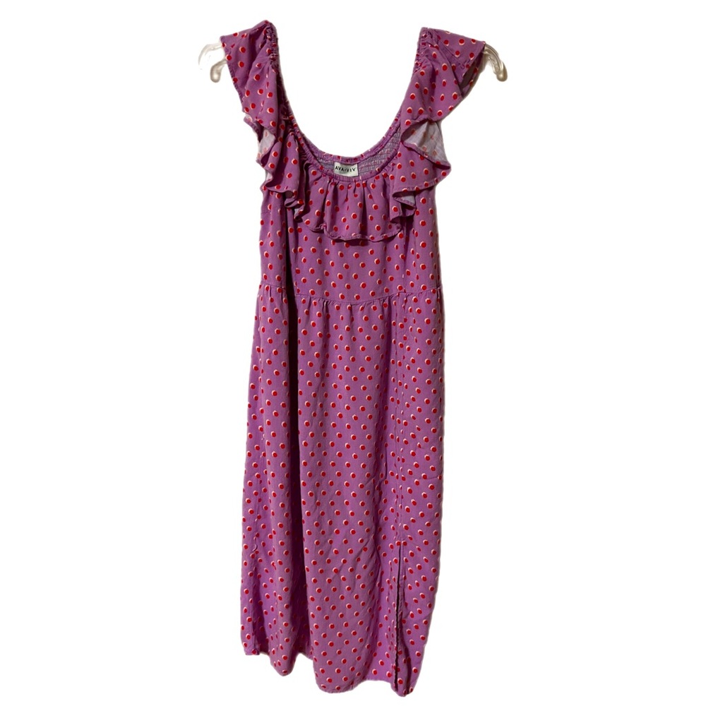 Ava and Viv Midi Dress Rayon Colorful Size X Mauve Pink with Reddish Orange